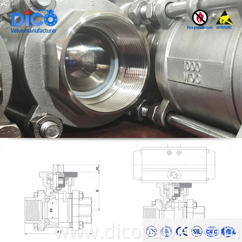 CE ISO Ts Thread End Stainless Steel with ISO5211 Pad 3PC Floating Ball Valve